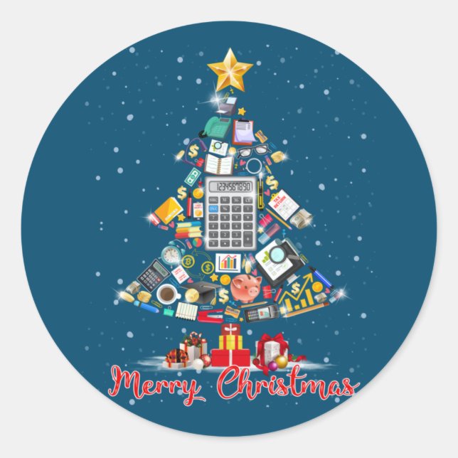Frohe Weihnachtsbuchhalterin Santa Xmas Tree CPA A Runder Aufkleber (Vorderseite)