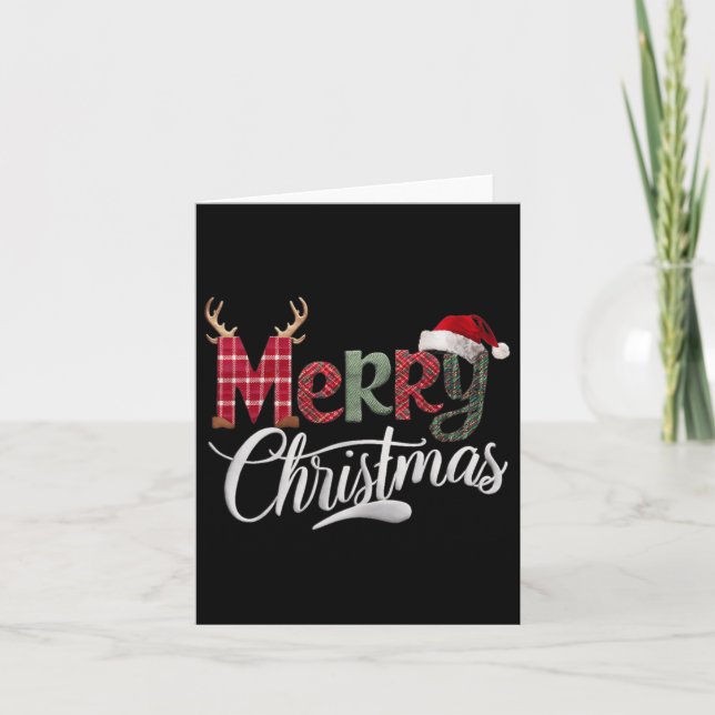 Frohe Weihnachtsbüffel Schwarz und Weiß Kariert fü Karte (Vorderseite)