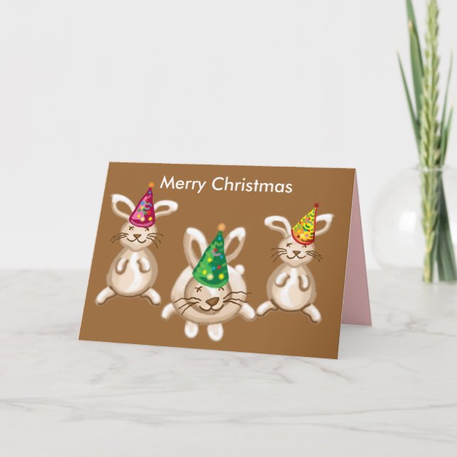 Frohe Weihnachtsbunnies Feiertagskarte (Vorderseite)