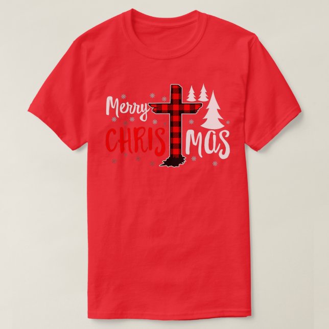 Frohe Weihnachtschristen Buffalo Kariert T-Shirt (Design vorne)