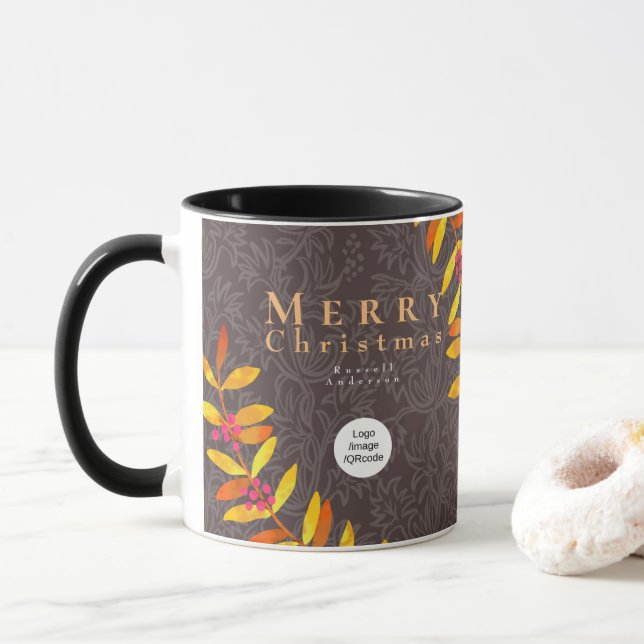 Frohe Weihnachtscoffee Brown Business-Tasse Tasse (Mit Donut)
