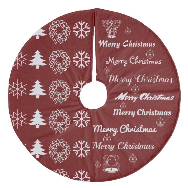 Frohe Weihnachtscollage Dunkelrot Silver Gray Fleece Weihnachtsbaumdecke (Vorderseite)