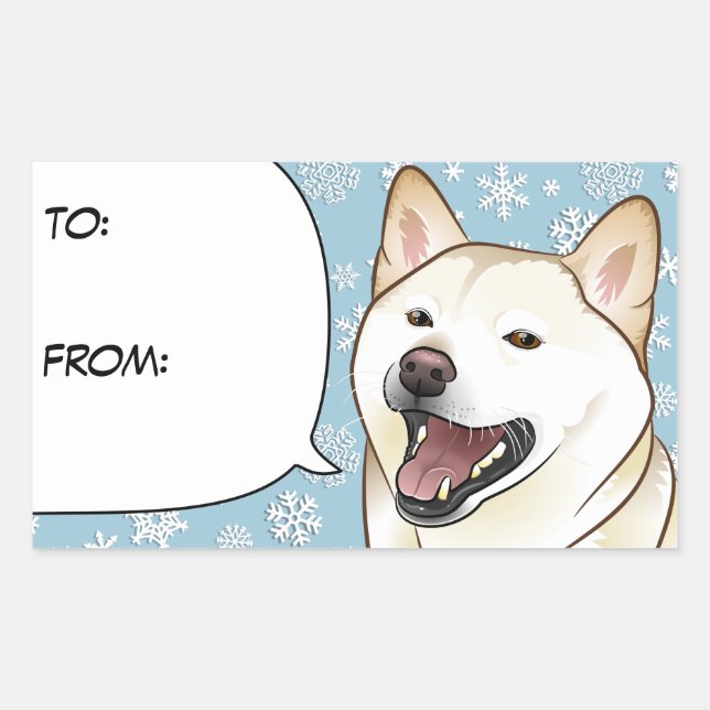 Frohe Weihnachtscreme Shiba Inu Geschenkmarke Rechteckiger Aufkleber (Vorderseite)