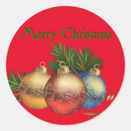 Frohe Weihnachtsdekor rund Sticker, glänzend Runder Aufkleber