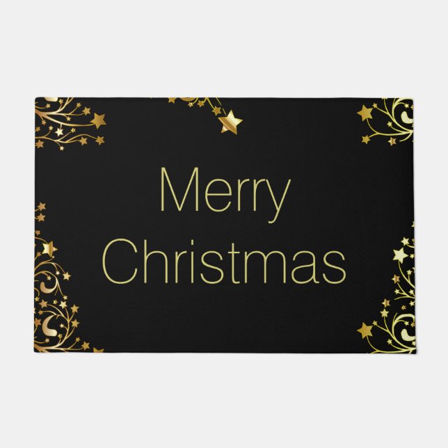 Frohe Weihnachtsdekoration Gold Stars Typografie Fußmatte (Vorderseite)
