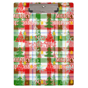 Frohe Weihnachtsdekoration Kariert Tartan Klemmbrett