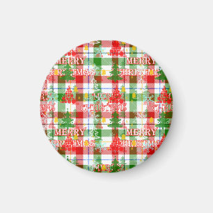 Frohe Weihnachtsdekoration Kariert Tartan Magnet