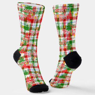 Frohe Weihnachtsdekoration Kariert Tartan Socken