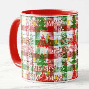 Frohe Weihnachtsdekoration Kariert Tartan Tasse