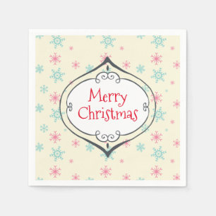 Frohe Weihnachtsdekoration Rosa und Blauer Schneef Serviette