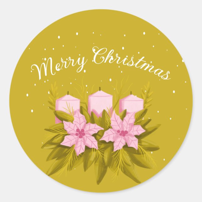 Frohe Weihnachtsdekoration Runder Aufkleber (Vorderseite)