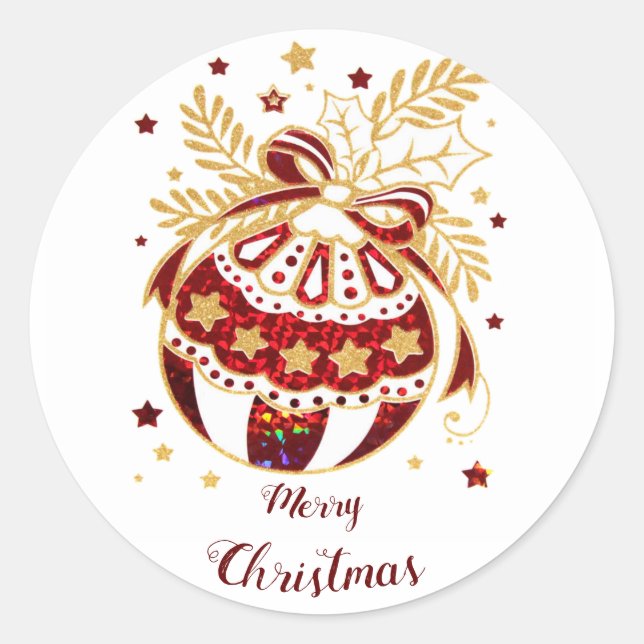 Frohe Weihnachtsdekoration Runder Aufkleber (Vorderseite)