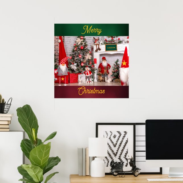 Frohe Weihnachtsdekorationen Poster (Heimbüro)
