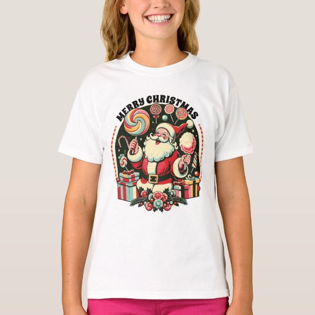 Frohe Weihnachtsdekorationen Weihnachtsmann T-Shirt (Vorderseite)