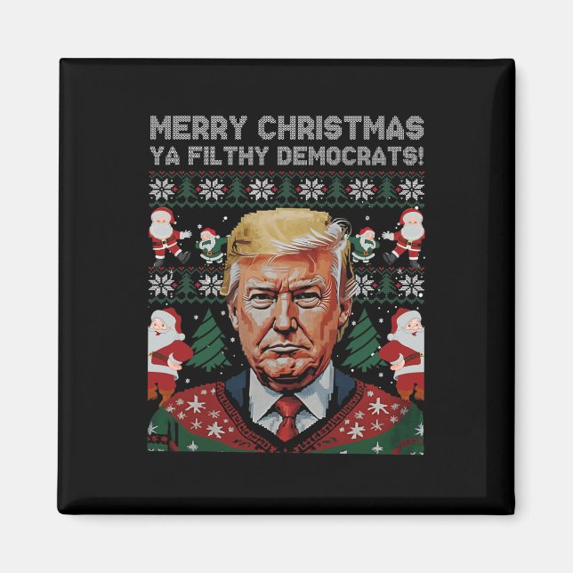 Frohe Weihnachtsdemokraten Filthy Ya Funny Xmas Magnet (Vorne)
