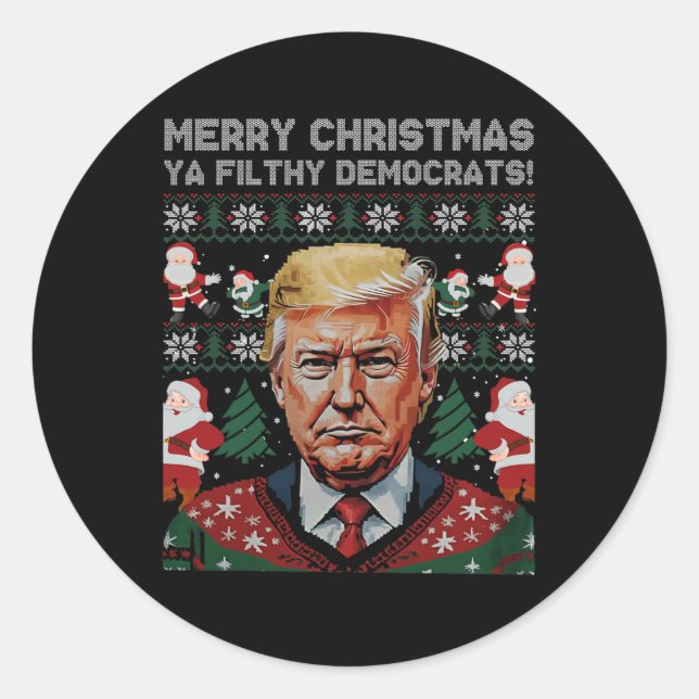 Frohe Weihnachtsdemokraten Filthy Ya Funny Xmas Runder Aufkleber (Vorderseite)