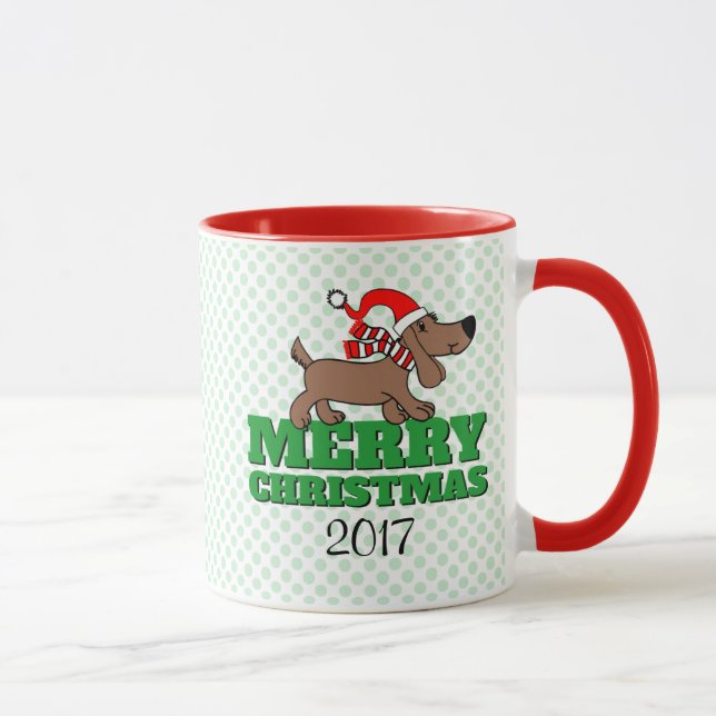 Frohe Weihnachtsdoggie 11 oz Combo Tasse (Rechts)