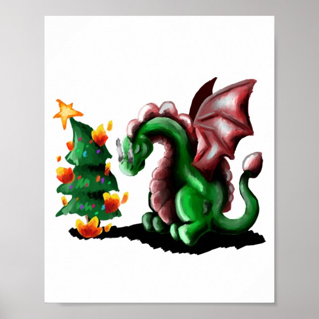 Frohe Weihnachtsdrache Poster (Vorne)