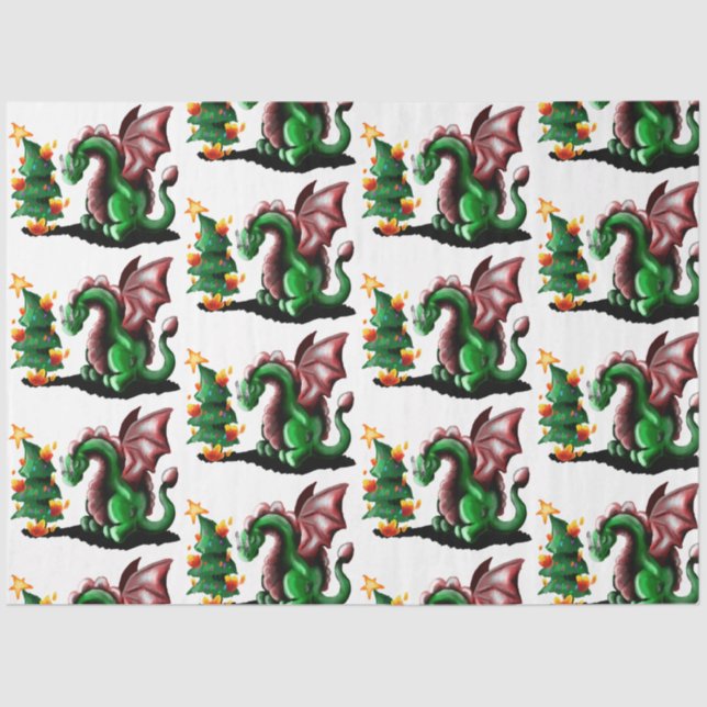 Frohe Weihnachtsdrache Seidenpapier (Vorderseite)