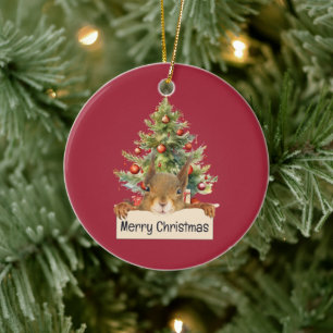 Frohe Weihnachtseichhörnchen Weihnachtsbaum essbar Keramik Ornament