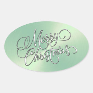 Frohe Weihnachtseis Grün Aufkleber Embossed Look