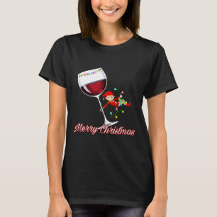 Frohe Weihnachtself schwingen auf Weihnachtslicht T-Shirt