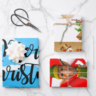 Frohe Weihnachtself, Snowman Sheets Wrapping Paper Geschenkpapier Set