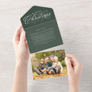 Frohe Weihnachtsfamilie aktualisieren Grün dreimal All In One Einladung