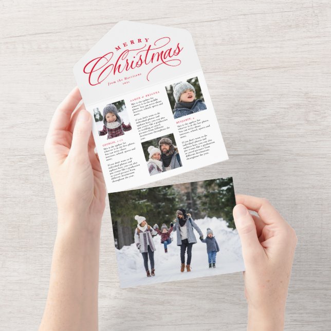 Frohe Weihnachtsfamilie aktualisieren rote Urlaubs All In One Einladung (Abreißen)