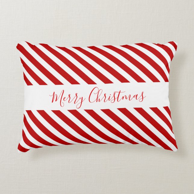 Frohe Weihnachtsfamilie Candy Cane Stripes Dekokissen (Vorderseite)