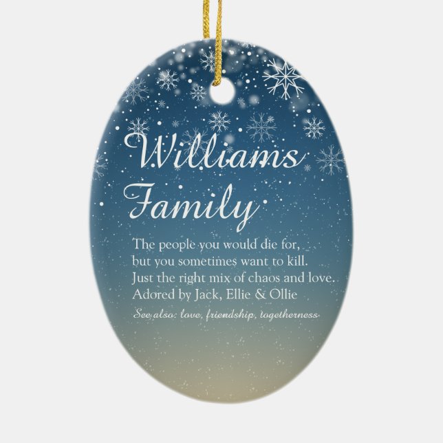 Frohe Weihnachtsfamilie Definition Urlaub Keramik Ornament (Hinten)