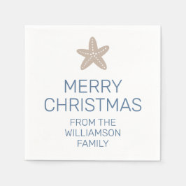 Frohe Weihnachtsfamilie Einfache Küste Starfish Serviette