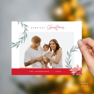 Frohe Weihnachtsfamilie Foto, Aquarellbrand Postkarte