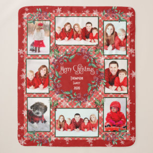Frohe Weihnachtsfamilie Foto Collage Name Sherpadecke