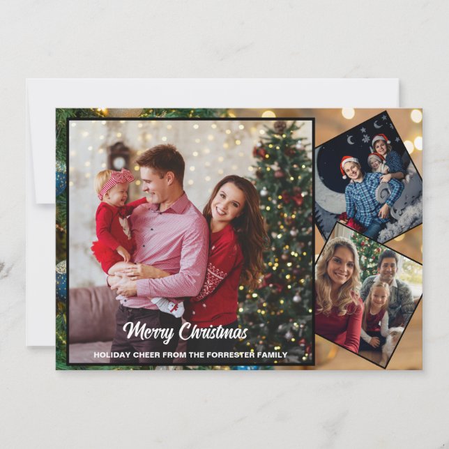 Frohe Weihnachtsfamilie Foto Feiertagskarte (Vorderseite)