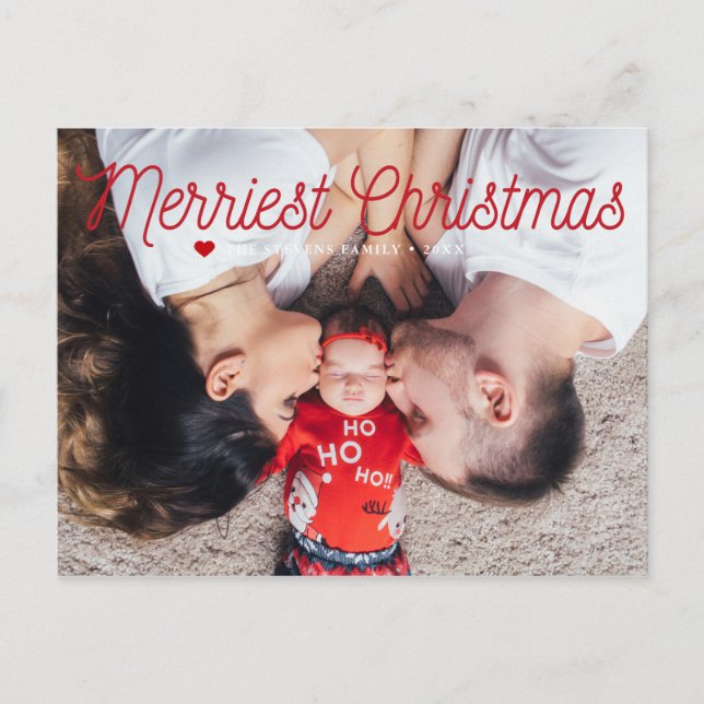 Frohe Weihnachtsfamilie Foto Feiertagspostkarte (Vorderseite)