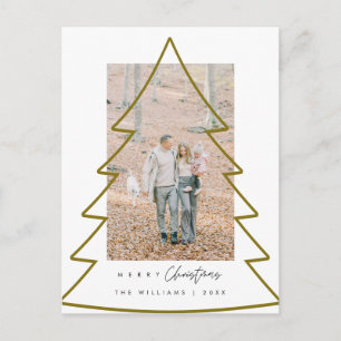 Frohe Weihnachtsfamilie Foto, Gold Xmas Tree Frame Postkarte