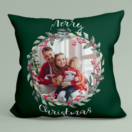 Frohe Weihnachtsfamilie Foto Green Kissen