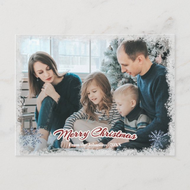 Frohe Weihnachtsfamilie Foto Horizontal Schnee1 Postkarte (Vorderseite)