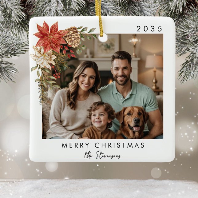 Frohe Weihnachtsfamilie Foto Keramikornament (Von Creator hochgeladen)