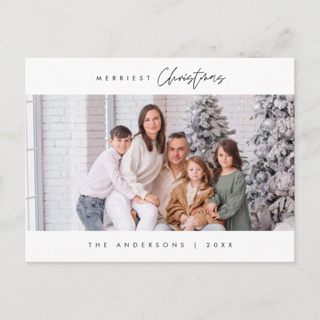 Frohe Weihnachtsfamilie Foto, modern und gemütlich Postkarte (Vorderseite)