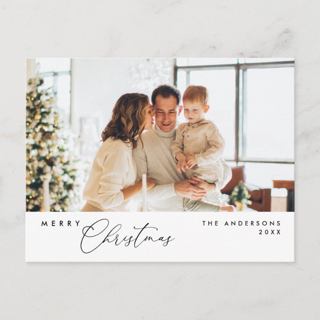 Frohe Weihnachtsfamilie Foto, Moderne Romantik Postkarte (Vorderseite)