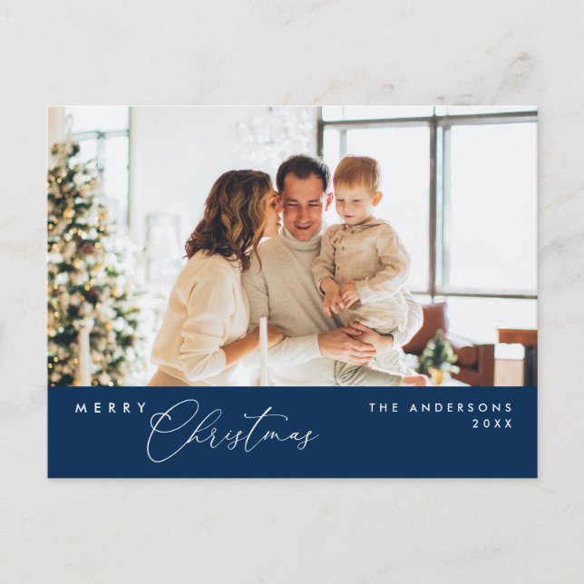 Frohe Weihnachtsfamilie Foto, Moderne Romantik Postkarte (Vorderseite)