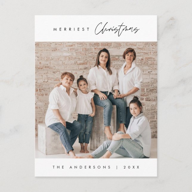 Frohe Weihnachtsfamilie Foto, Modernes Minimalisti Postkarte (Vorderseite)