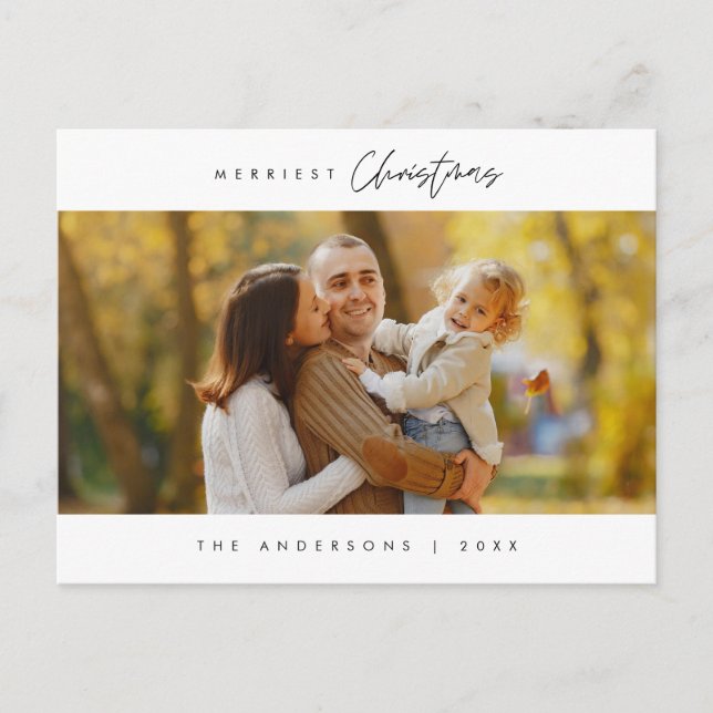 Frohe Weihnachtsfamilie Foto, Modernes Niedlich Postkarte (Vorderseite)