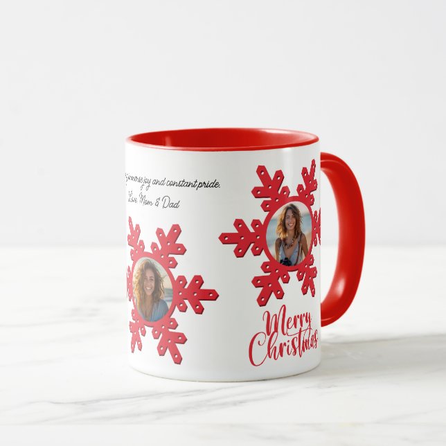 Frohe Weihnachtsfamilie Foto Name personalisiert M Tasse (VorderseiteRechts)