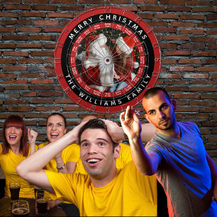 Frohe Weihnachtsfamilie Foto   Rot und Schwarz Dartscheibe
