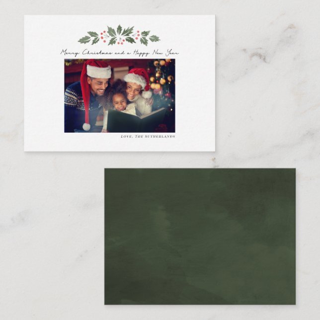 Frohe Weihnachtsfamilie Foto Rustikaler Urlaub Mitteilungskarte (Vorne/Hinten)