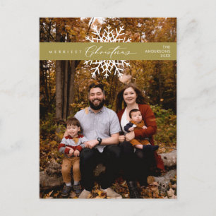 Frohe Weihnachtsfamilie Foto, Schneeflocken Postkarte