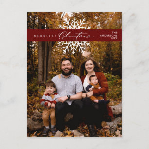 Frohe Weihnachtsfamilie Foto, Schneeflocken Postkarte